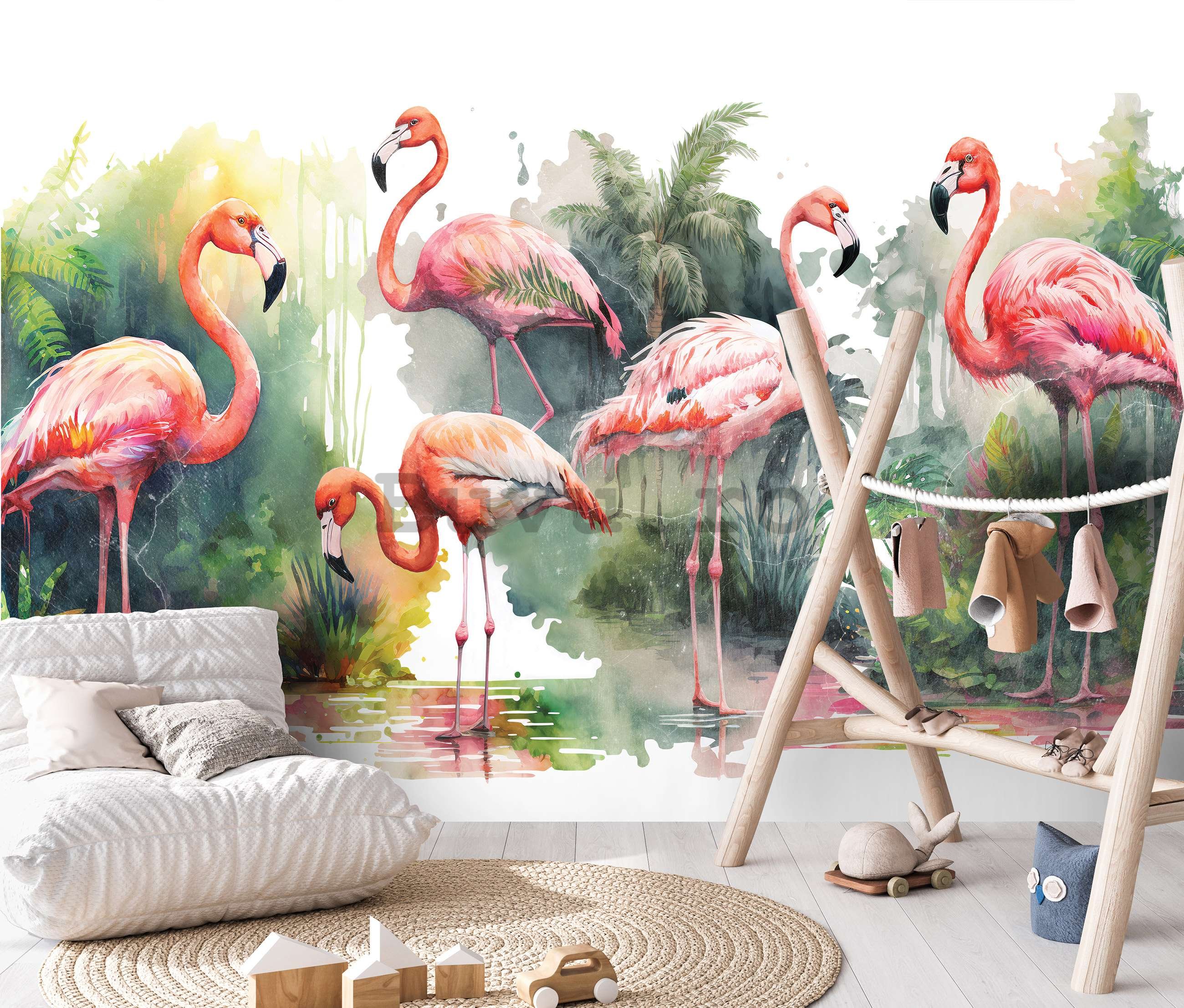 Fototapet vlies: Flamingo în natură - 254x184 cm