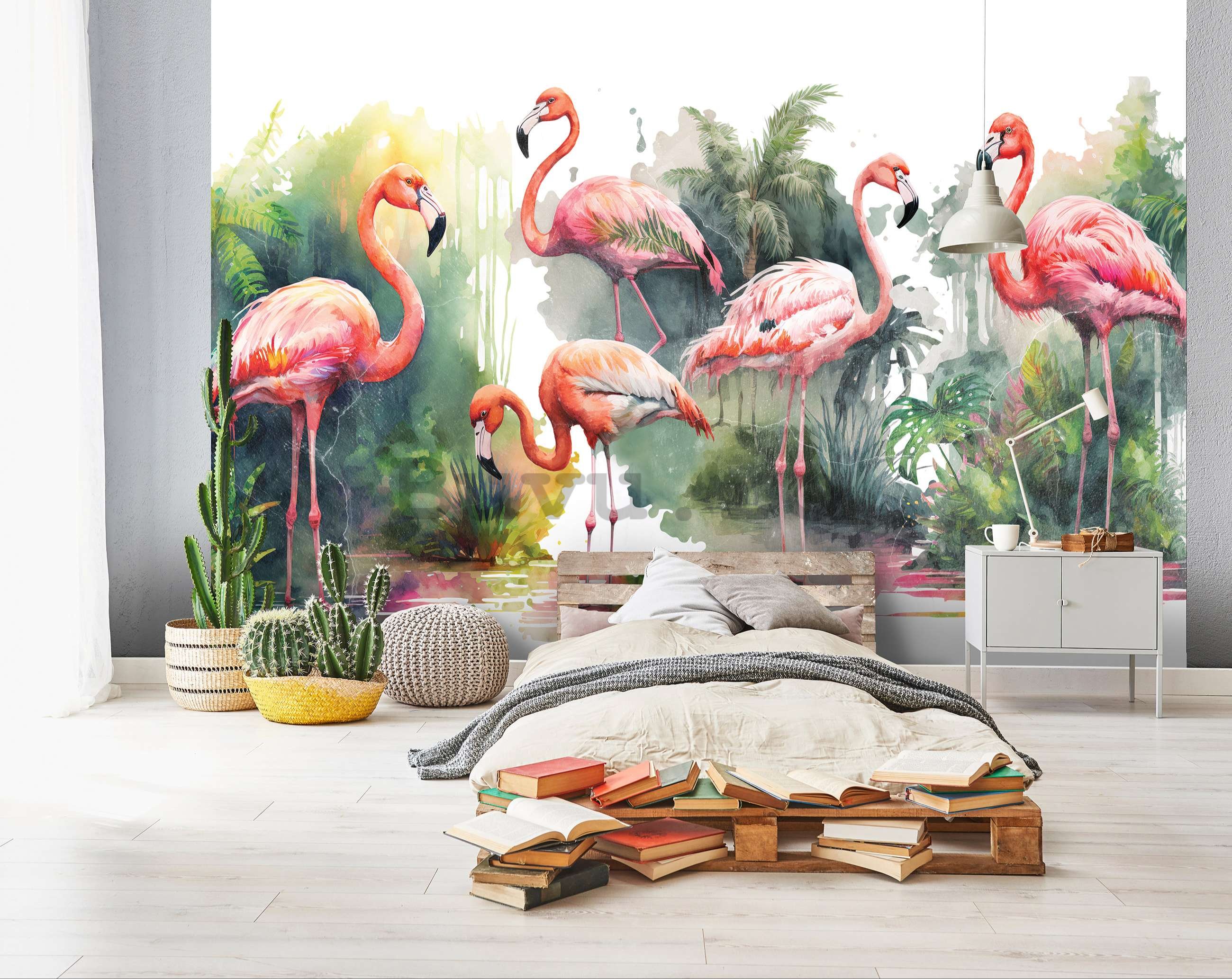Fototapet vlies: Flamingo în natură - 368x254 cm