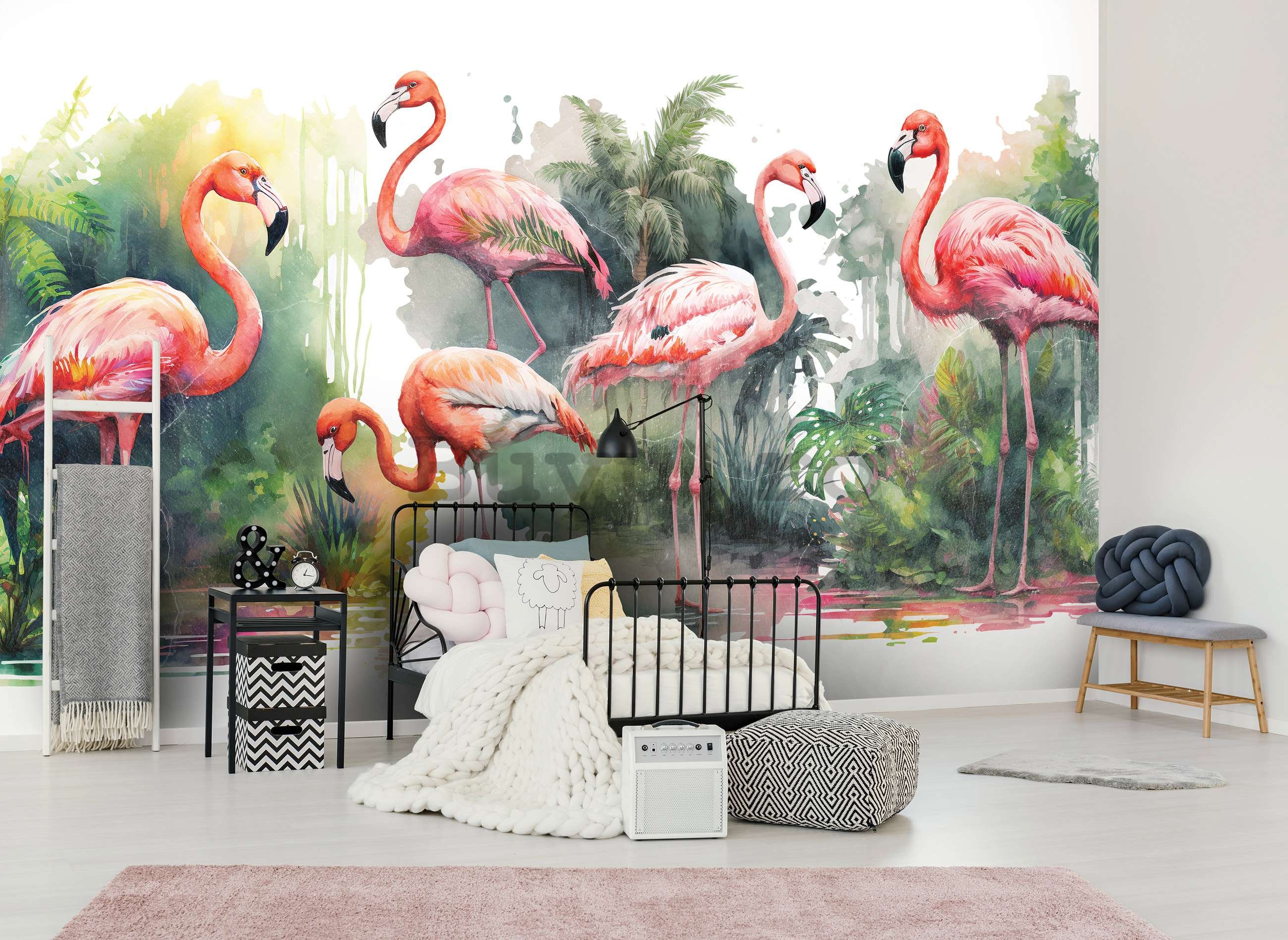 Fototapet vlies: Flamingo în natură - 368x254 cm
