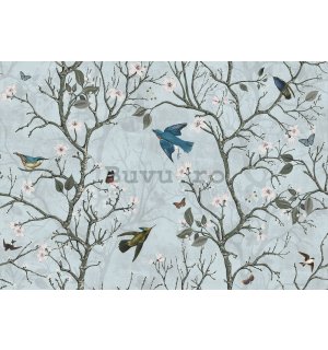 Fototapet vlies: Păsări și copaci (animat) - 254x184 cm