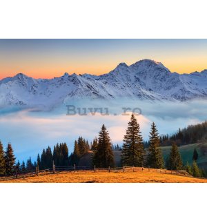 Fototapet vlies: Vârfurile munților înzăpeziți - 368x254 cm