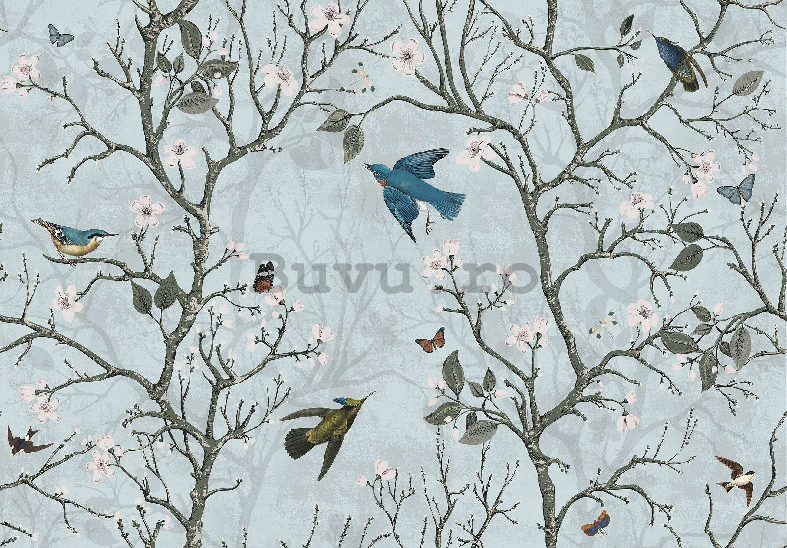 Fototapet vlies: Păsări și copaci (animat) - 368x254 cm