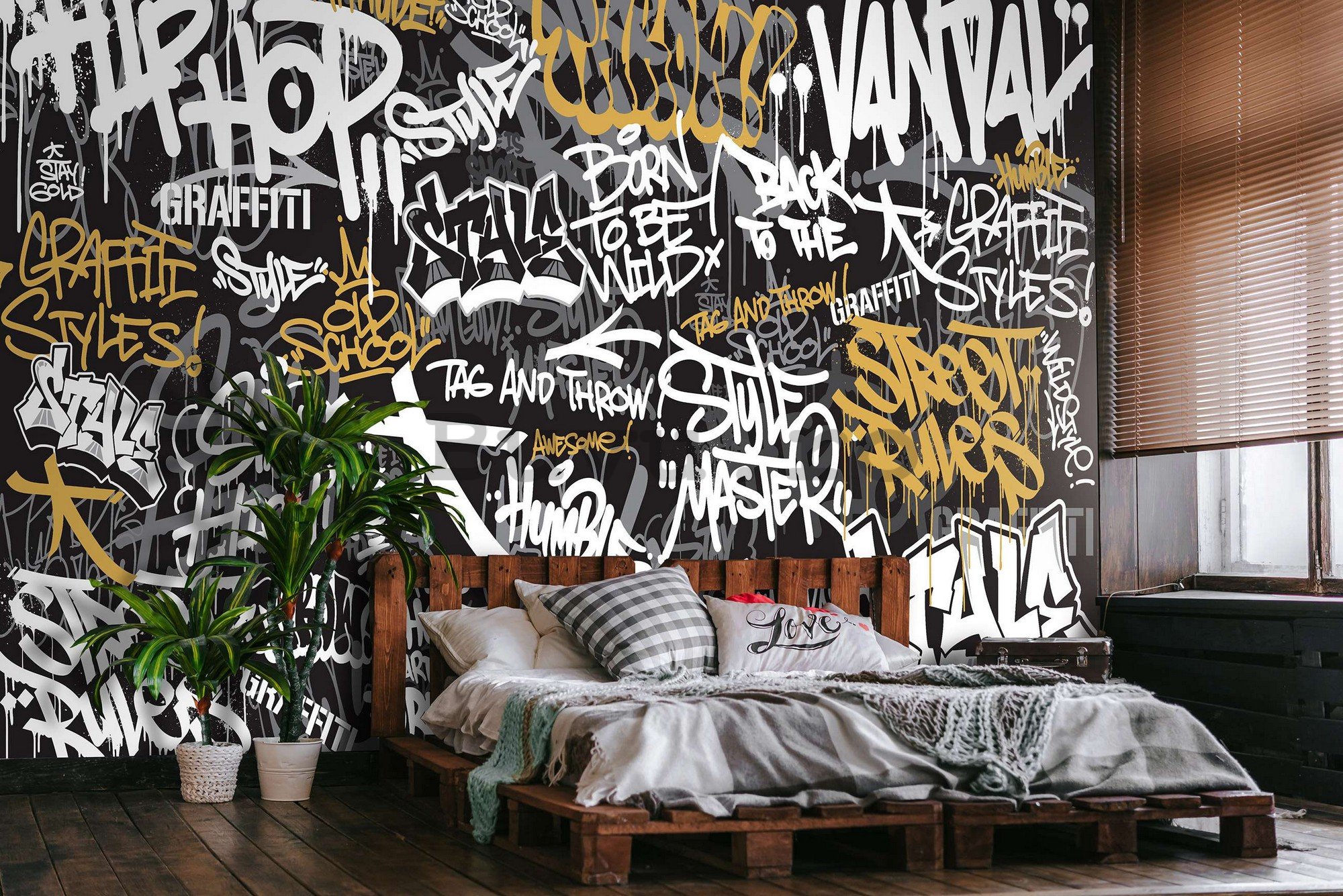 Fototapet vlies: Graffiti (tricolor) - 254x184 cm