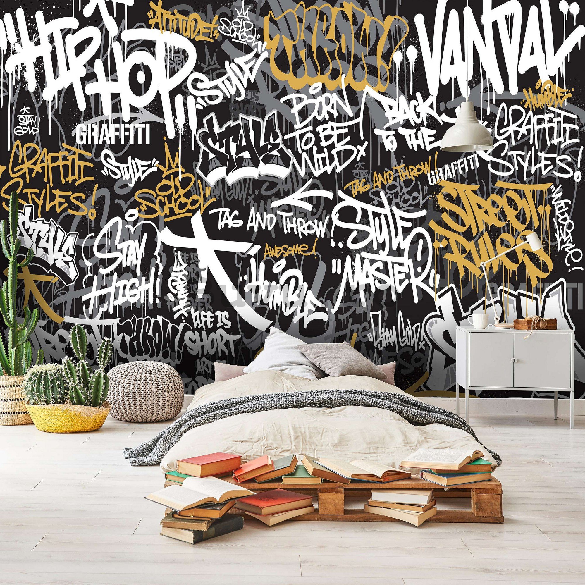 Fototapet vlies: Graffiti (tricolor) - 368x254 cm