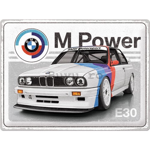 Placă metalică: BMW Motorsport M Power E30 - 40x30 cm