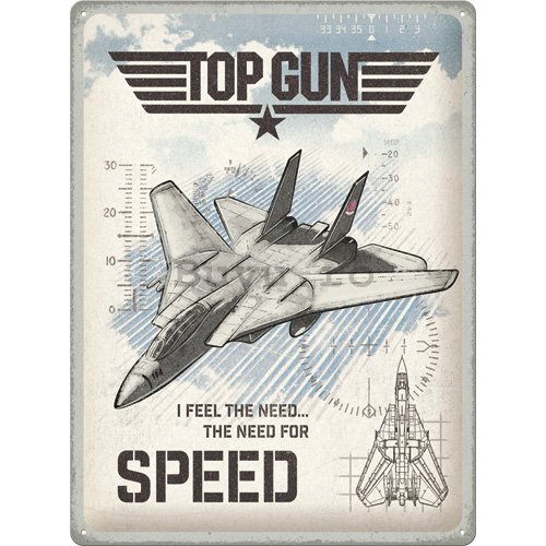 Placă metalică: Top Gun - Jet - 30x40 cm