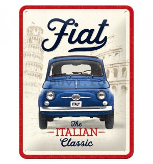 Placă metalică: Fiat 500 (The Italian Classic) - 15x20 cm