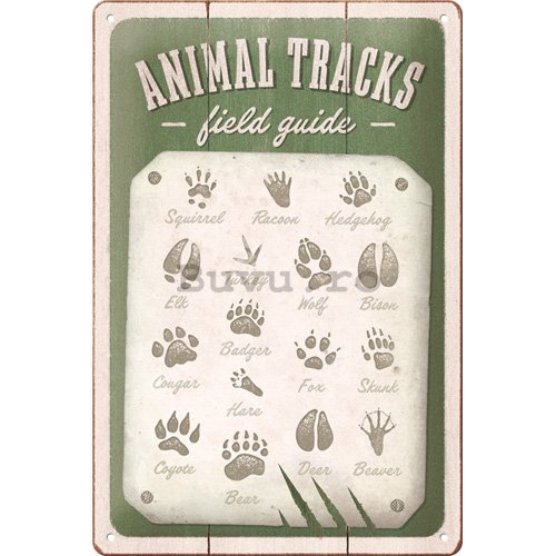Placă metalică: Animal tracks - 30x20 cm