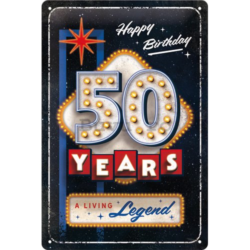 Placă metalică: 50 Years Birthday - 30x20 cm