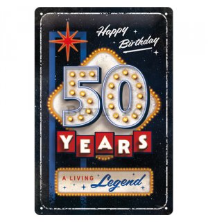 Placă metalică: 50 Years Birthday - 30x20 cm