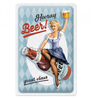 Placă metalică: Hooray Beer - 30x20 cm