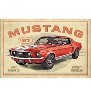 Placă metalică: Ford Mustang GT 1967 Red - 60x40 cm
