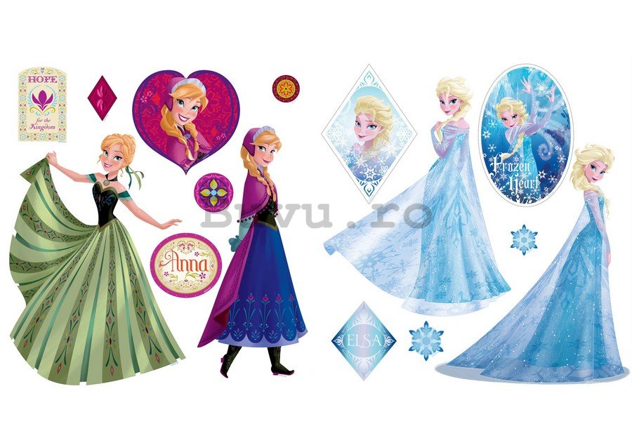 Abțibild pentru perete - Frozen (Anna and Elsa)