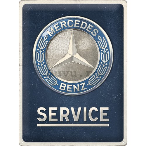 Placă metalică: Mercedes-Benz - Service Emblem Blue - 40x30 cm