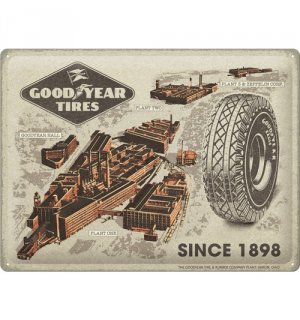 Placă metalică: Goodyear - Factories since 1898 - 40x30 cm