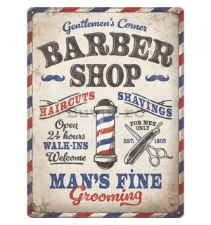 Placă metalică - Barber Shop