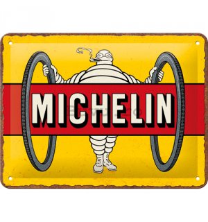 Placă metalică: Michelin - Tyres Bibendum Yellow - 20x15 cm