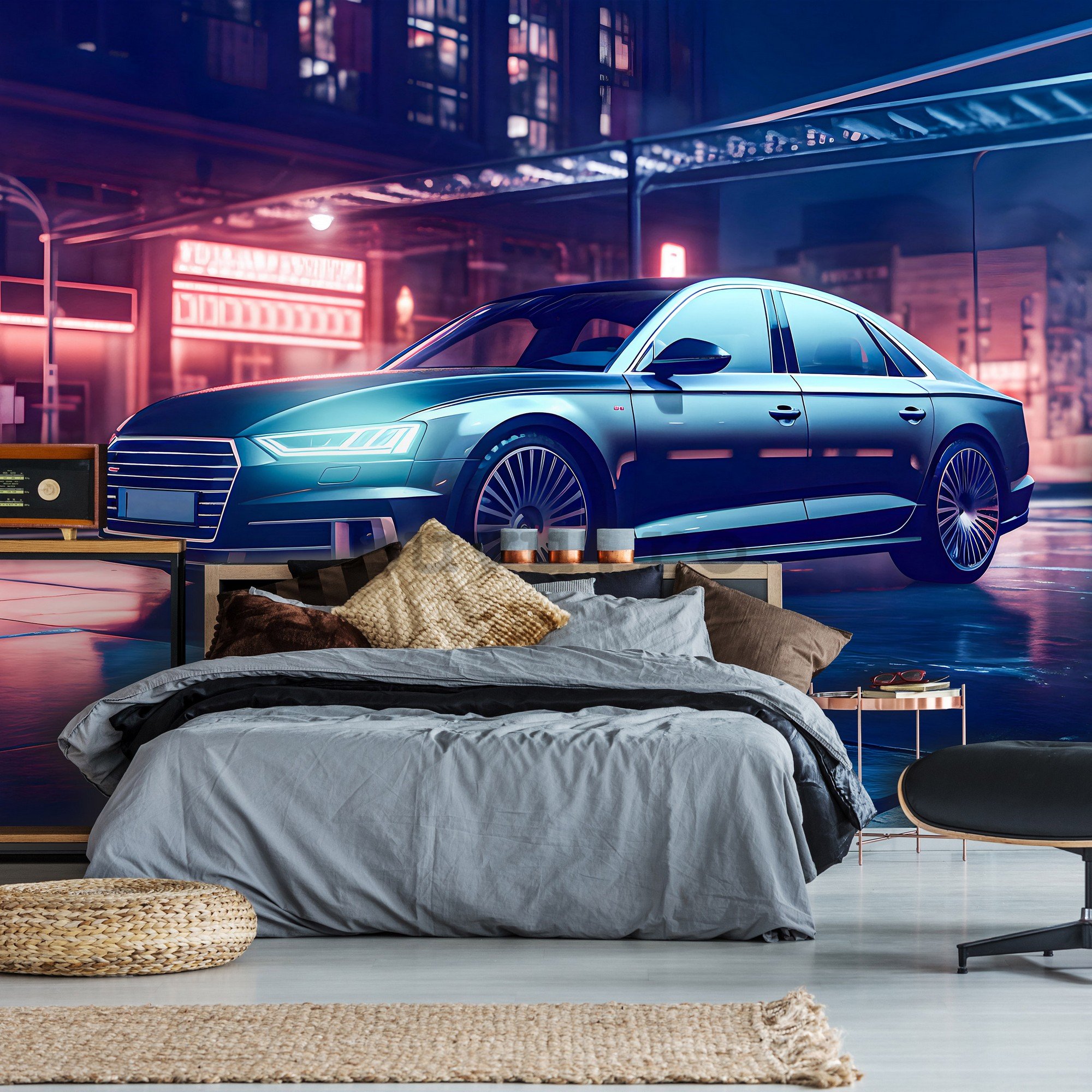 Fototapet vlies: Car Audi city neon - 254x184 cm