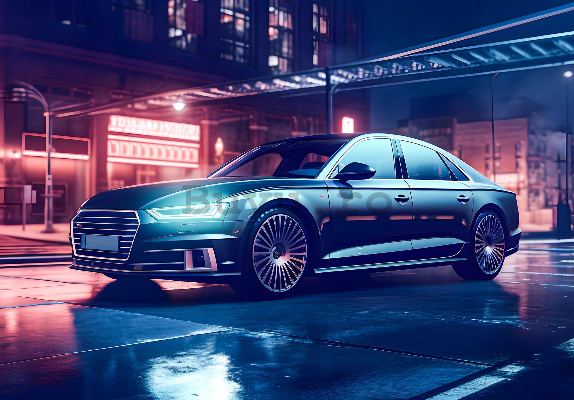 Fototapet vlies: Car Audi city neon - 254x184 cm