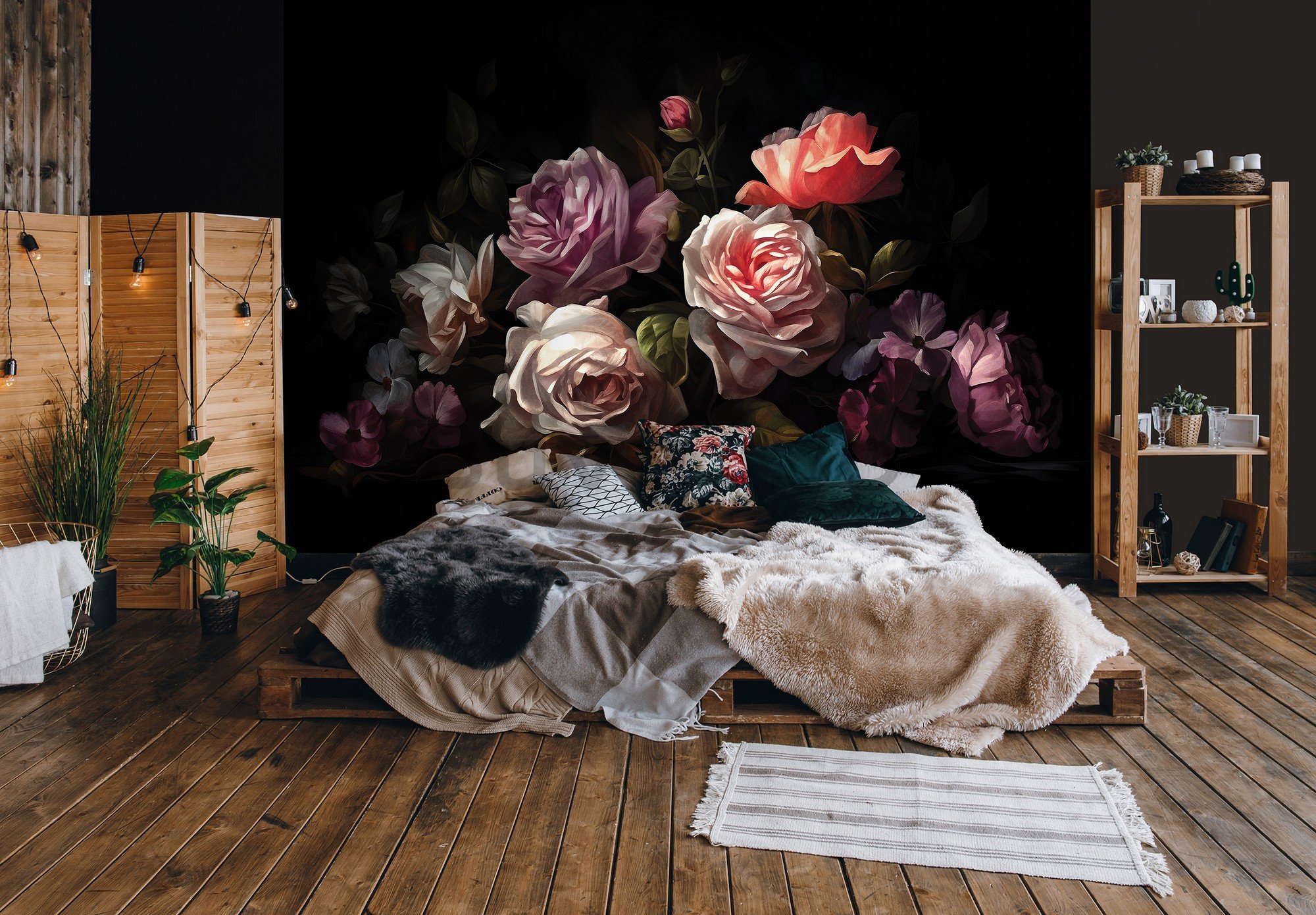Fototapet vlies: Art painting flowers roses - 254x184 cm