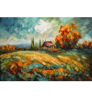Fototapet vlies: Lanscape oil-colour painting nature - 254x184 cm