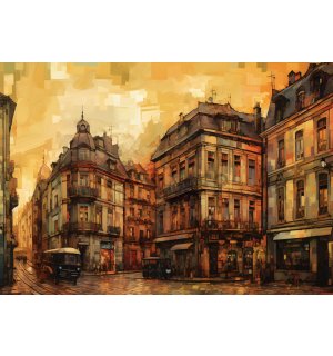 Fototapet vlies: City architecture oil-colours painting - 254x184 cm
