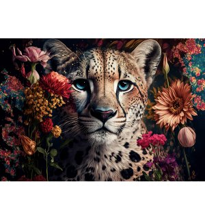 Fototapet vlies: Nature flowers cheetah colours - 254x184 cm
