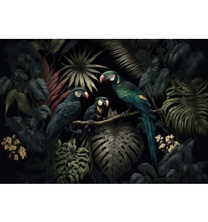 Fototapet vlies: Nature jungle parrots leaves - 416x290 cm