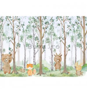 Fototapet vlies: For kids forest animals - 254x184 cm