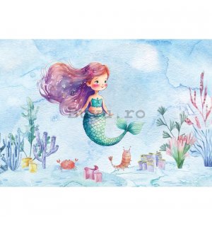 Fototapet vlies: For kids mermaid watercolour - 254x184 cm