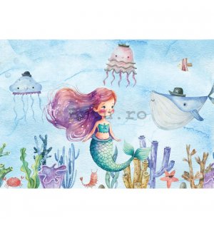 Fototapet vlies: For kids mermaid watercolour (1) - 254x184 cm