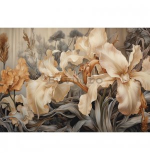 Fototapet vlies: Art Nature Beige flowers - 254x184 cm