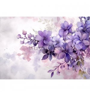 Fototapet vlies: Violet Romantic Painted Flowers - 254x184 cm