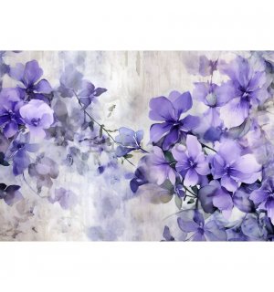 Fototapet vlies: Violet Romantic Painted Flowers (1) - 254x184 cm