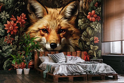 Fototapet vlies: Fox Flowers - 254x184 cm