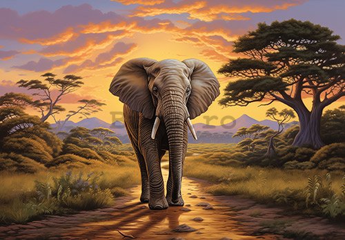 Fototapet vlies: Animals Elephant Safari - 254x184 cm