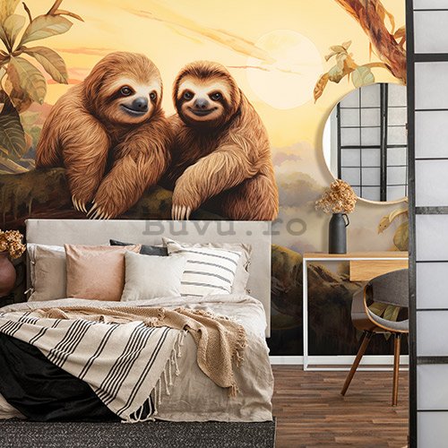 Fototapet vlies: Sloths Wild Animals - 254x184 cm