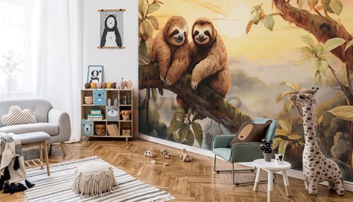 Fototapet vlies: Sloths Wild Animals - 254x184 cm