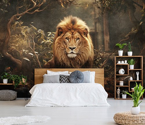 Fototapet vlies: Animals Cats Lion - 254x184 cm