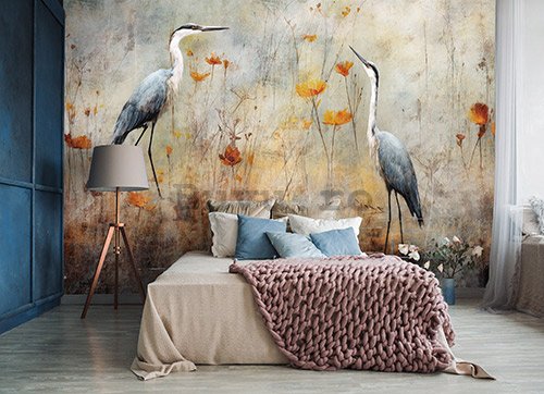 Fototapet vlies: Art Abstract Birds Herons - 254x184 cm