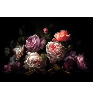 Fototapet vlies: Art painting flowers roses - 368x254 cm