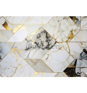 Fototapet vlies: Imitation marble gold geometry - 368x254 cm