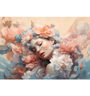 Fototapet vlies: Woman flowers pastel elegance (1) - 368x254 cm