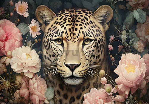 Fototapet vlies: Jaguar Flowers - 368x254 cm