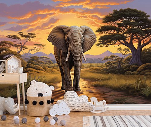 Fototapet vlies: Animals Elephant Safari - 368x254 cm