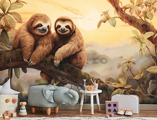Fototapet vlies: Sloths Wild Animals - 368x254 cm