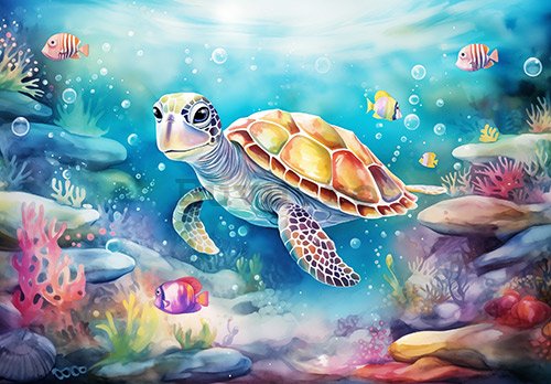Fototapet vlies: For Children Animals Turtle - 368x254 cm