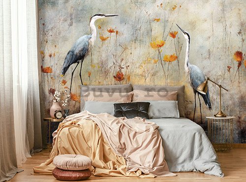 Fototapet vlies: Art Abstract Birds Herons - 368x254 cm