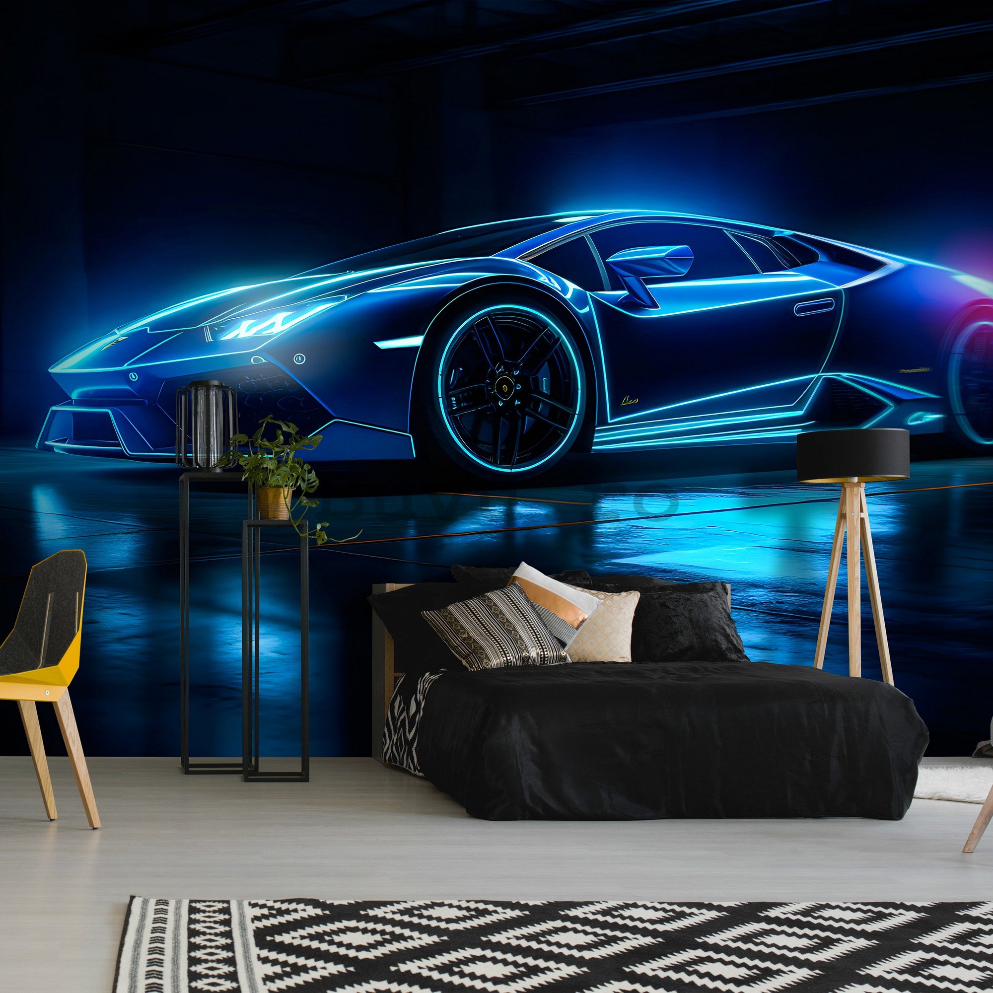 Fototapet vlies: Car Lamborghini luxurious neon -152,5x104 cm