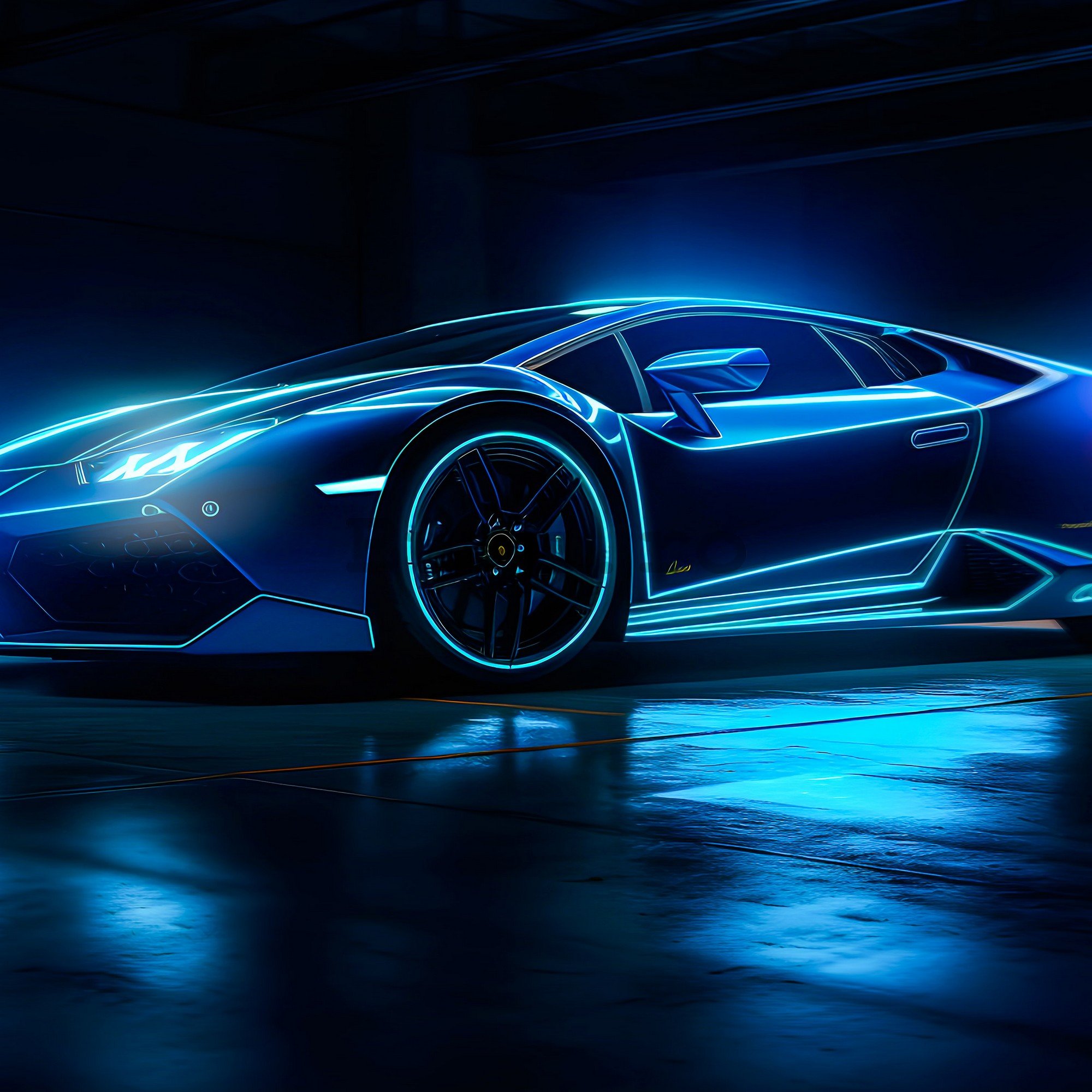 Fototapet vlies: Car Lamborghini luxurious neon -152,5x104 cm
